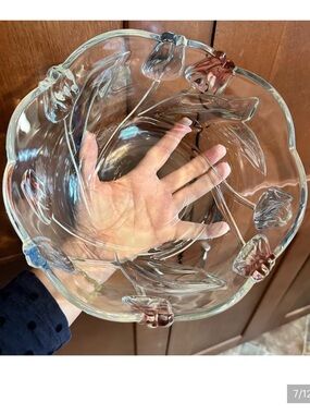 Vintage tulip crystal glass scalloped bowl by Mikasa